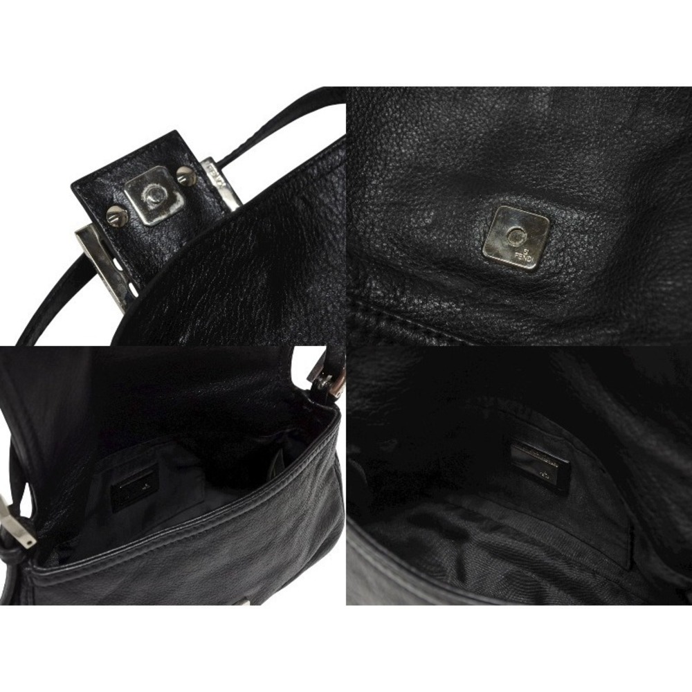 FENDI Mamma Bucket One Shoulder Hobo Bag Black Leather - Picture 7 of 8